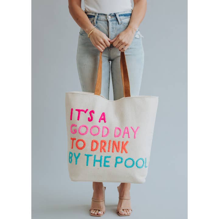 Panache Apparel Co. - Wholesale Tote Bag - Women's - Cream Drink By The Pool Tote