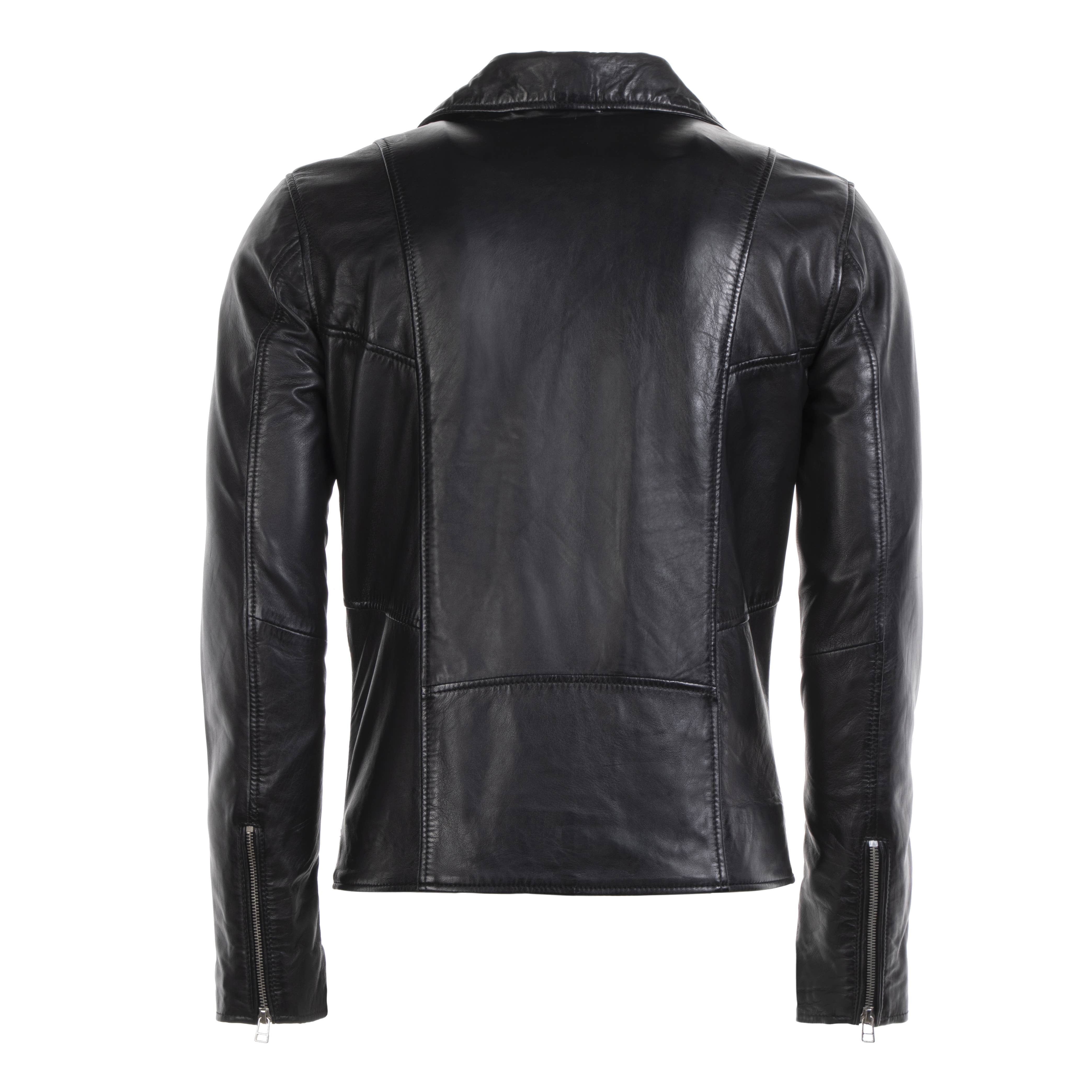 NEGRO Chaqueta de cuero tipo perfecto SCOTT de venta al por mayor en Faire1