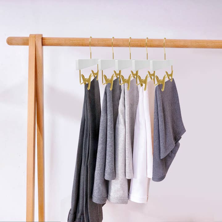 Quality Hangers - Wholesale Clothes Hangers - WS72-GL 14" Ultra Slim Skirt/Pant Hanger Gold Hook6