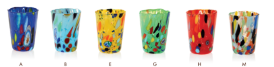 Alice Sturzinger LLC - Wholesale Drinking Glass/Cup - Venezia Murano Glass Cup- Assorted Color Opt4