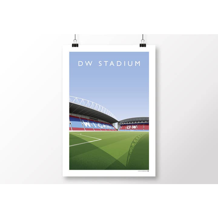 Poster dello Stadio DW di Wigan per la vendita all'ingrosso da parte di Matthew J I Wood Design & Illustration
