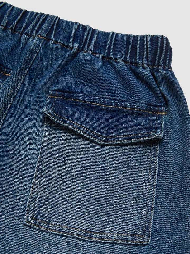 BLUE STRAIGHT-LEG WIDE-LEG PLEATED BAGGY JEANS for wholesale on Faire10