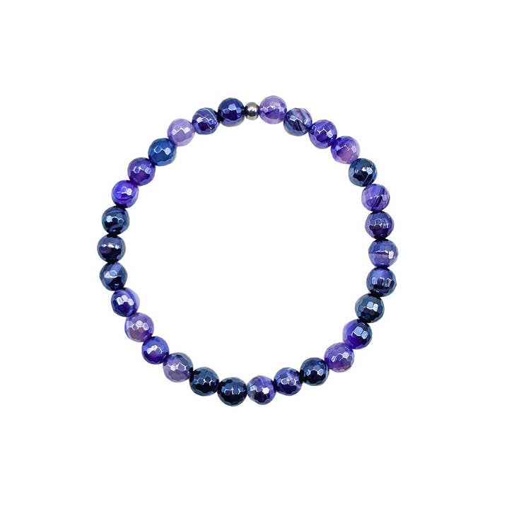 Balance - Purple Banded Agate Faceted 6mm Beaded Bracelet for wholesale by Featherly