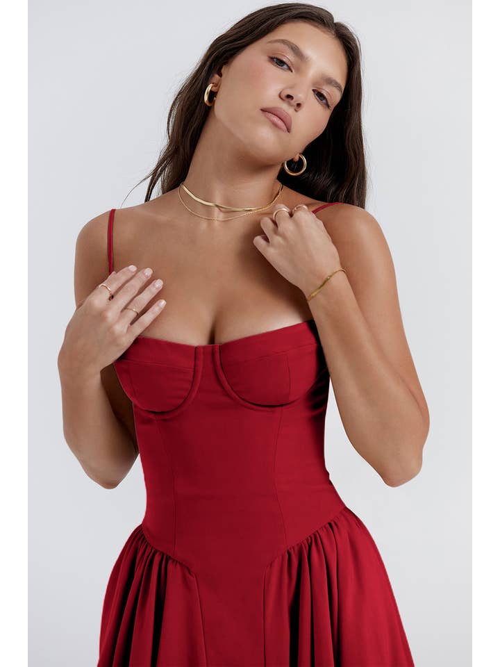 Sweetkama - Wholesale Dress - Women's - String Shoulder Solid & Floral Ladies Dress 255289