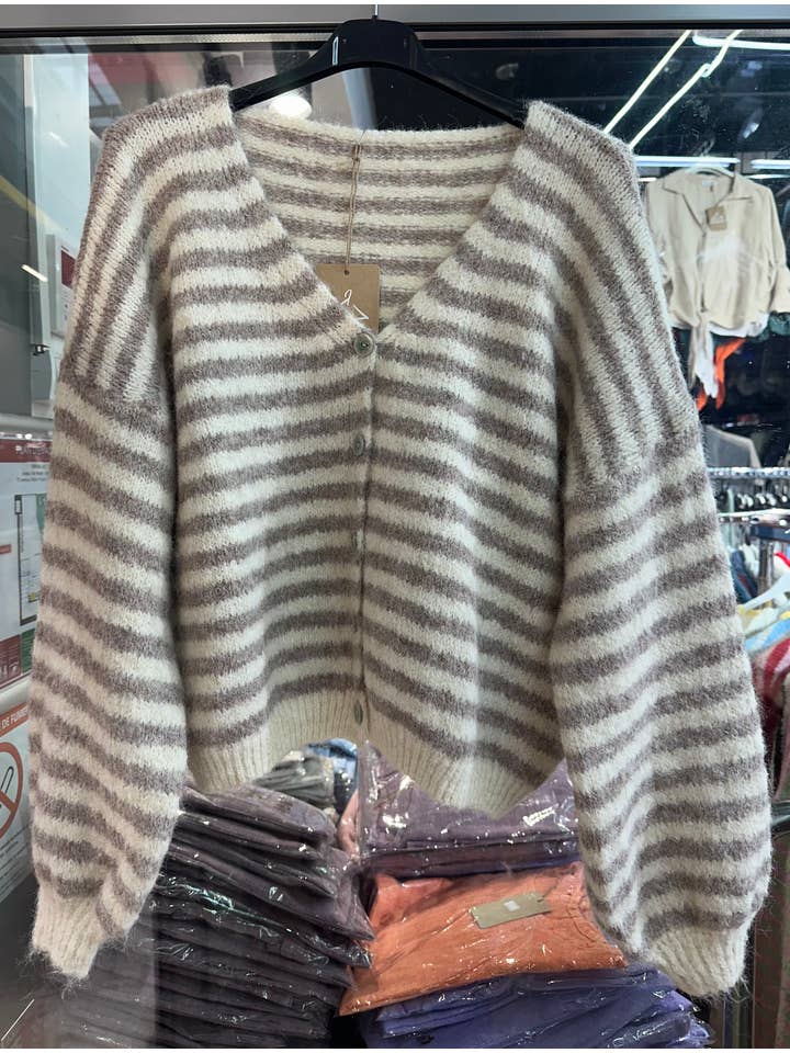 LÉA & LUC - Wholesale Cardigan - Women's - Striped cardigan REF. 5106230