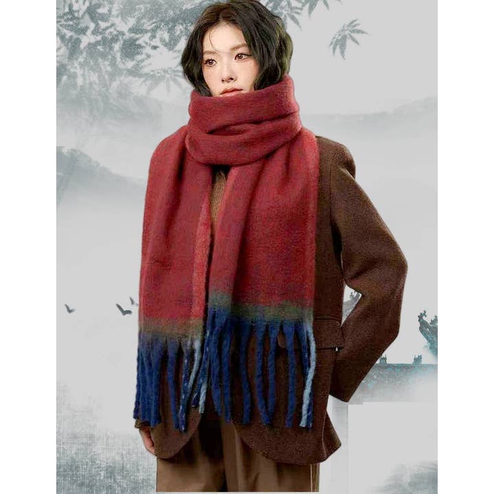 JC Sunny Fashion - Wholesale Scarf - Women's - JC021030 Long Fringe Cozy Fuzzy Two-Tone Ombre Scarf7