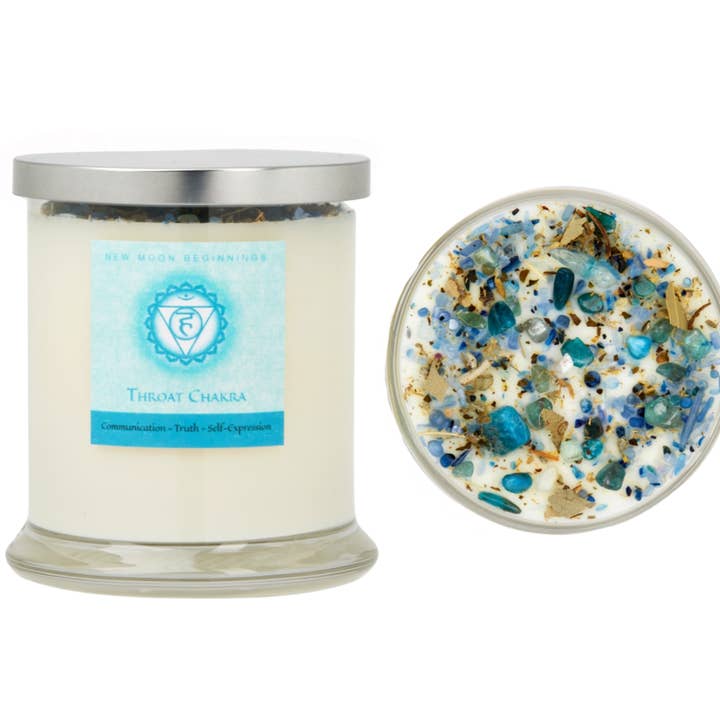 New Moon Beginnings - Wholesale Jar/Filled Candle - Seven Chakra Candles - Soy Candle - Herb & Crystal Candles15