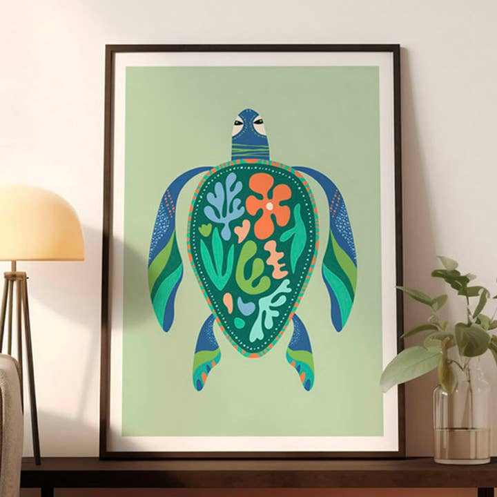 Sea Turtle Art Print for wholesale by 3 Birdies Studio