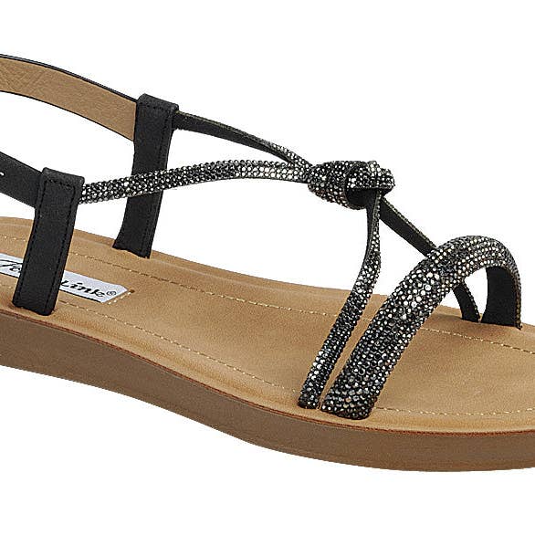 Foreverlink RECTANGLE-25 Women Rhinestone Knot Strap Ankle Strap Sandals-18 Pairs Pack-13.35/Pair for wholesale by Mars Sky Shoes Wholesale