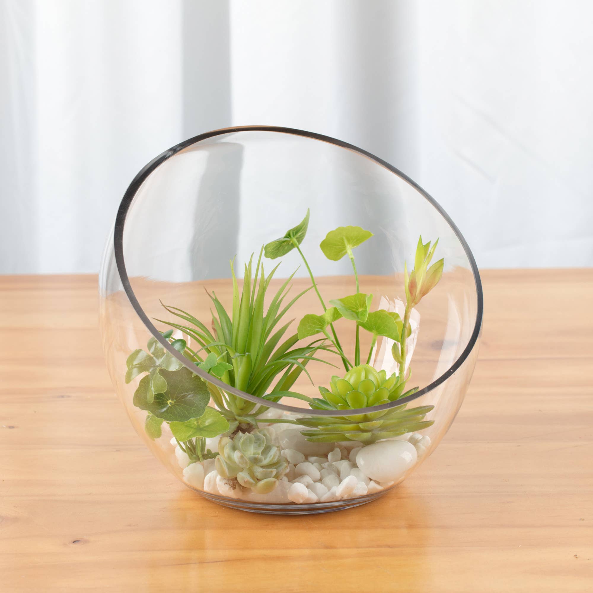 WGV International - Wholesale Vase - WGV Clear Slant Cut Unique Bowl Glass Vase - 9" x 8.25"H5