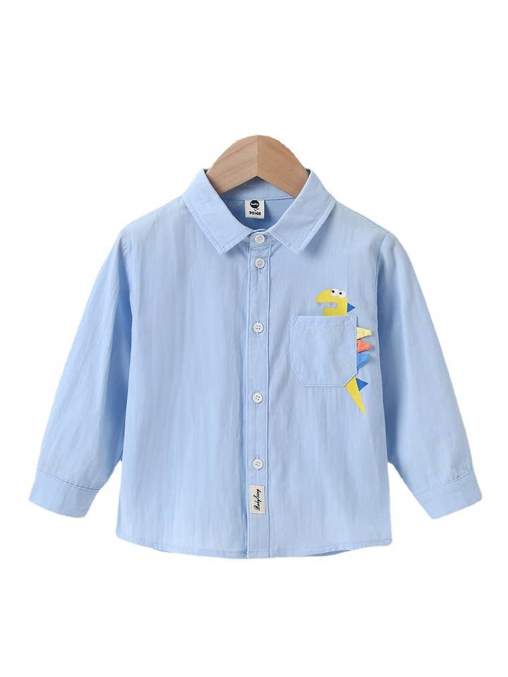 blue 2-6Y Toddler Boys Dinosaur Shirt Wholesale Boys Boutique Clothing for wholesale on Faire