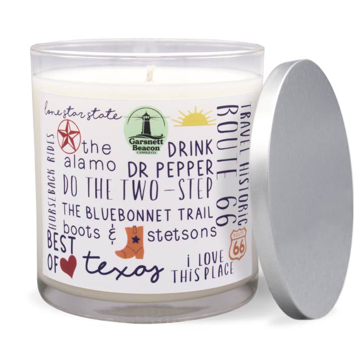 Texas - Things to Do Scented Candle for wholesale by Garsnett Beacon Candle Co.