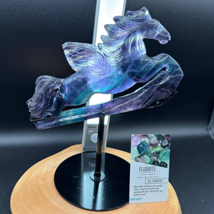 The 7 Directions - Wholesale Spiritual Stone/Crystal - Exquisite Rainbow fluorite Flying horse Pegasus H2081