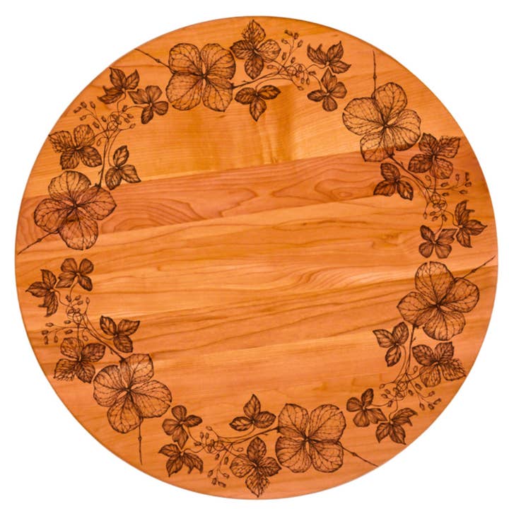 Lazy Susan en cerisier-Laura Zindel Hortensia sauvage pour la vente par JK Adams
