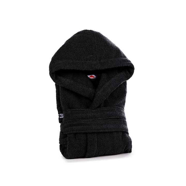 Bademantel mit Kapuze aus Baumwolle Logo Discovery Modern für den Großhandel von caleffi spa