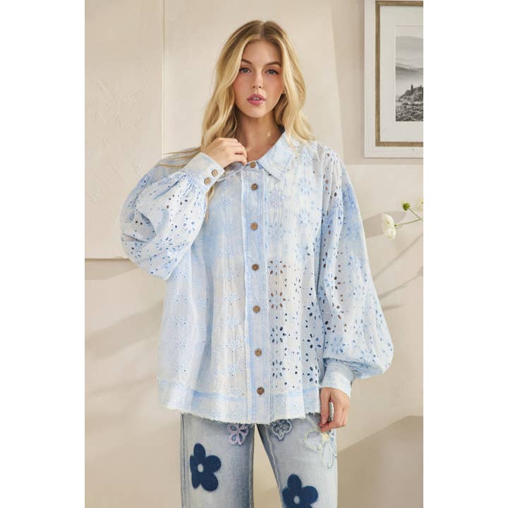 GEWASSEN OOGJE MIX KNOOPSLUITING OVERHEMD MET KRAAG voor wholesale door Oli&Hali