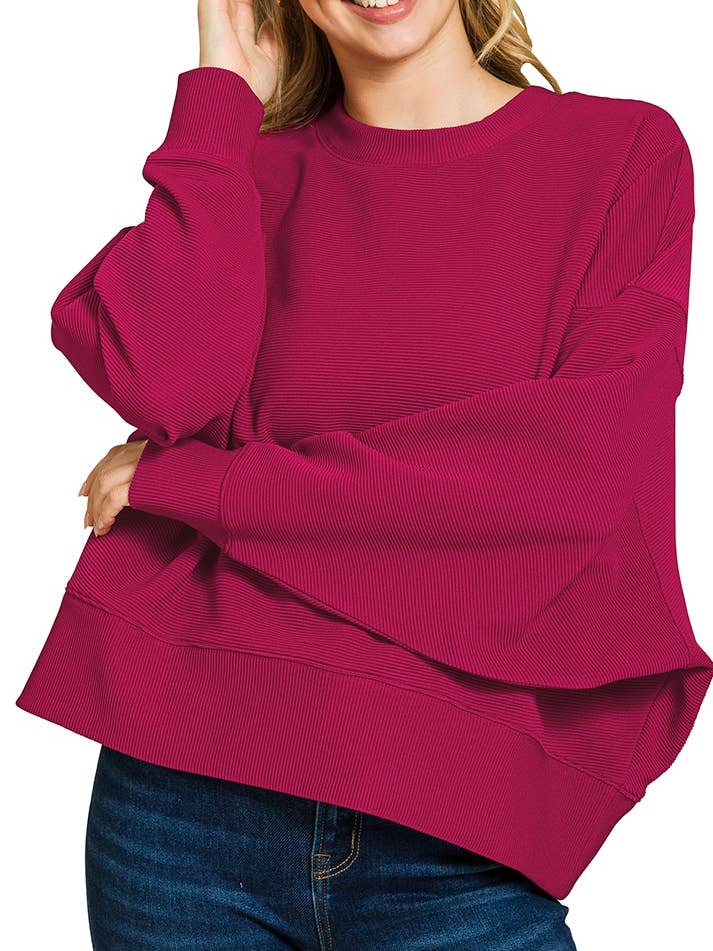 Pullover a Maniche a Palloncino a Coste per la vendita all'ingrosso da parte di Vanilla Monkey