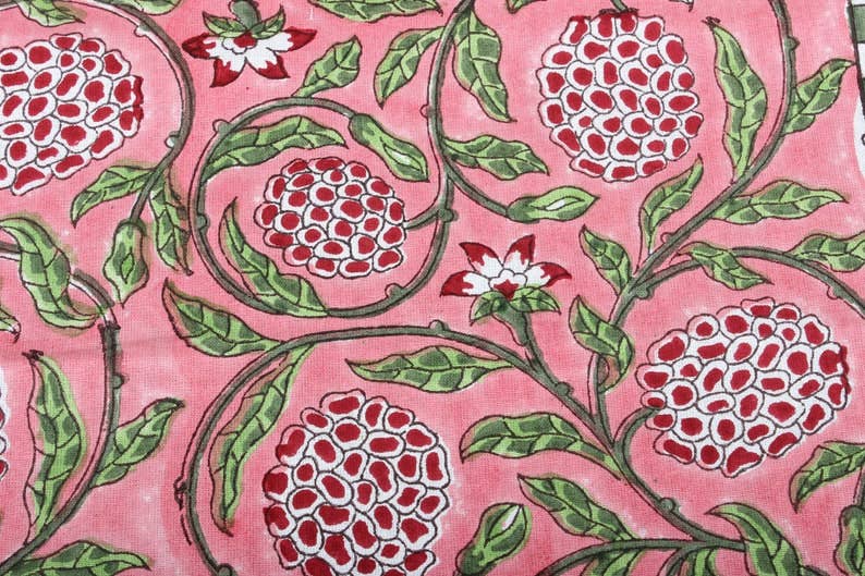 Fabricrush – wholesale Table runner – Strawberry Pink Indian Hand Block Print Table Runner1