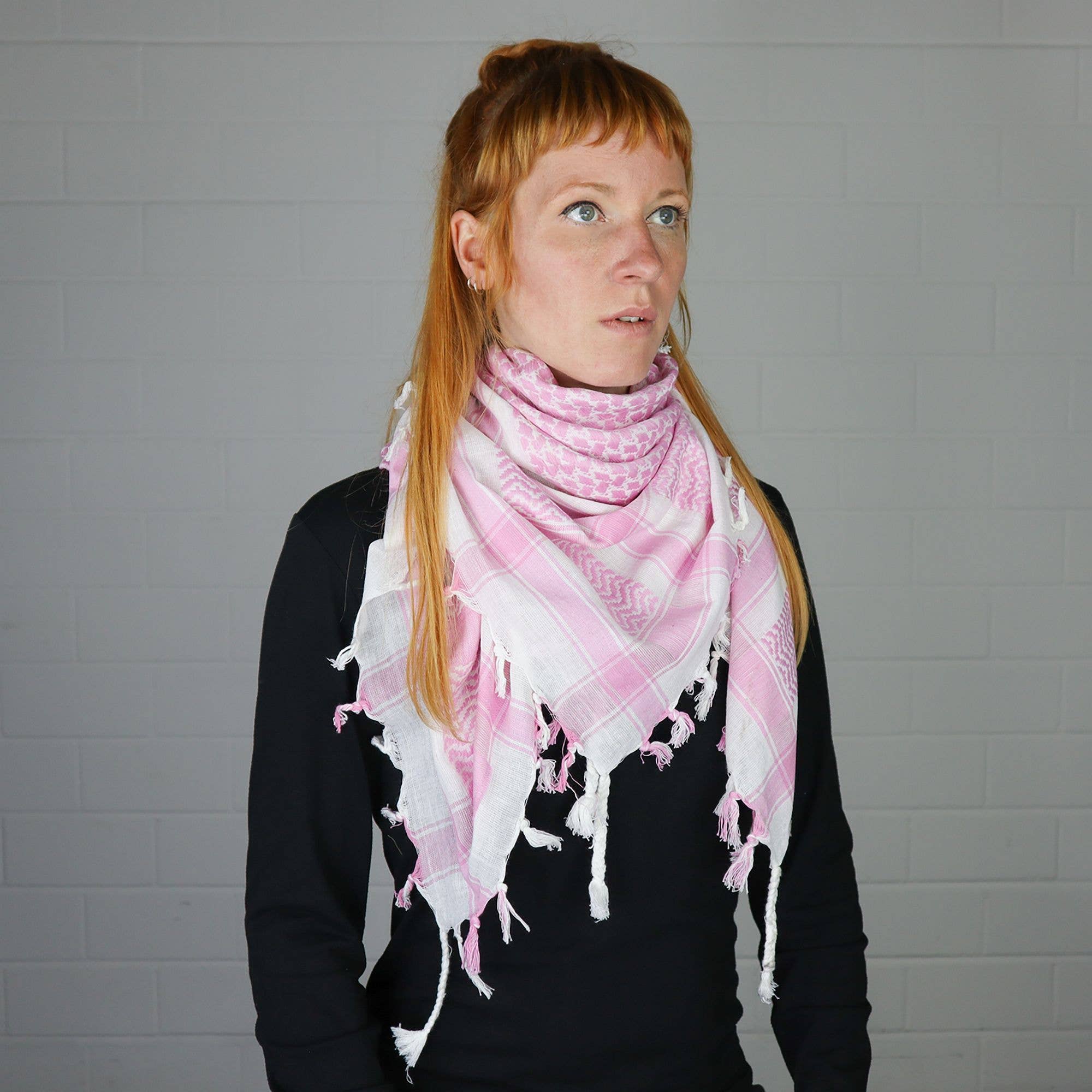 Tribal Trade GmbH - Wholesale Scarf - Unisex - Palituch - White - Pink - Kufiya PLO towel6
