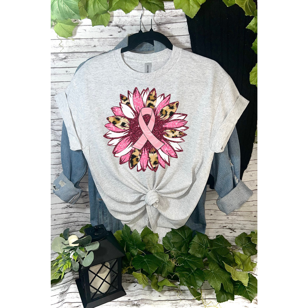 Duck Creations Wholesale – wholesale T-shirt (graphic) – women's – Breast Cancer Pink Flower T-shirt3