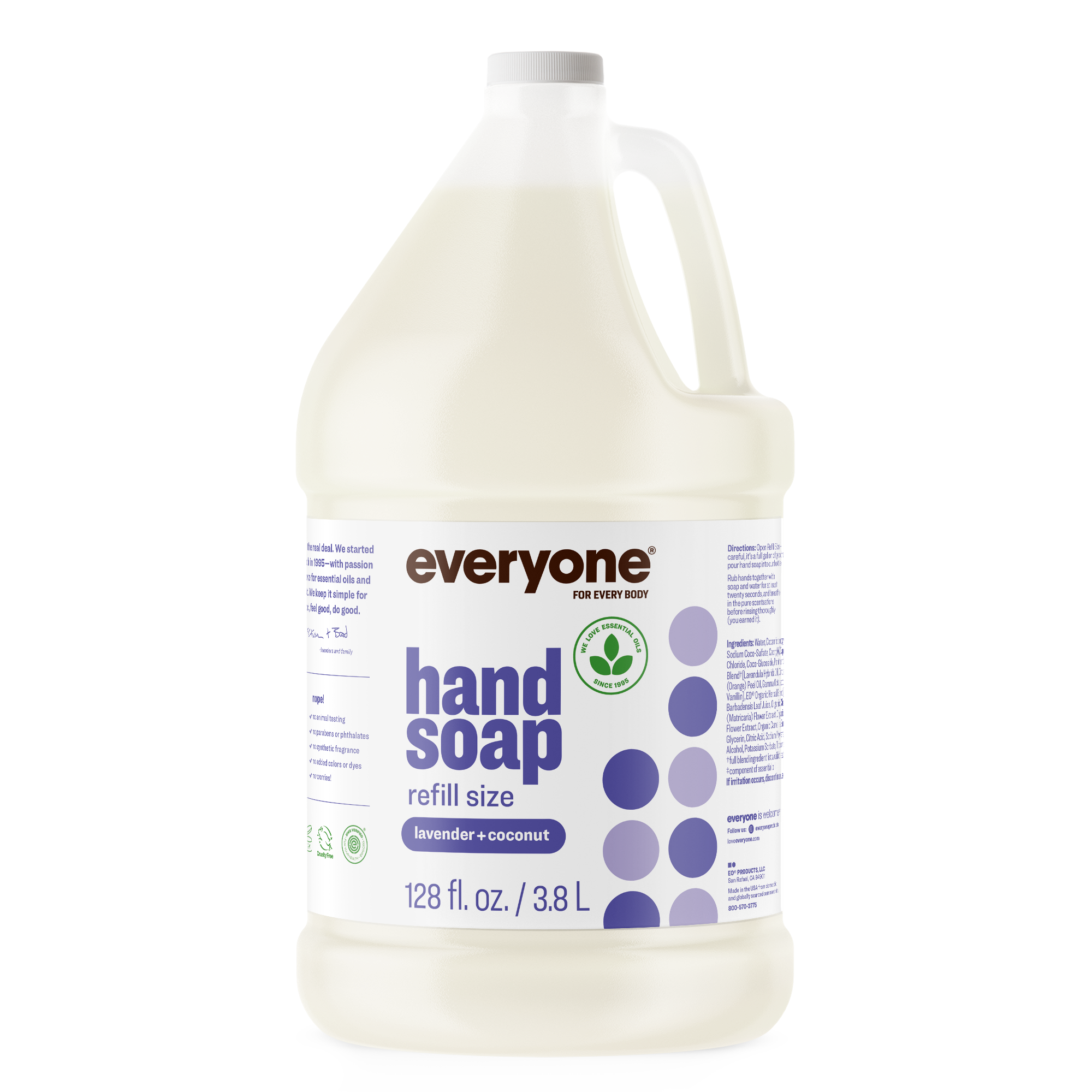EO + Everyone - Wholesale Hand Soap/Wash - Lavender + Coconut Hand Soap Gallon- case pack of 4 0