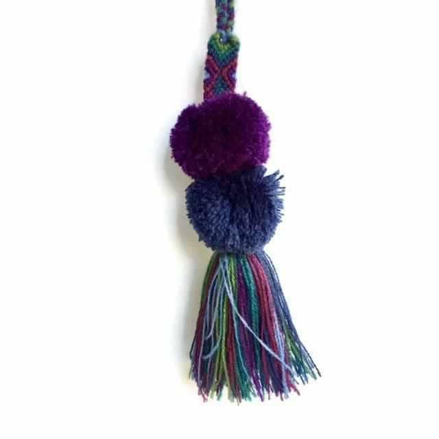 Lumily - Wholesale Purse/Bag Accessory - Women's - Earth Tone Friendship Tassel Zipper Pull with Pom Poms | Handmade in Mexico2