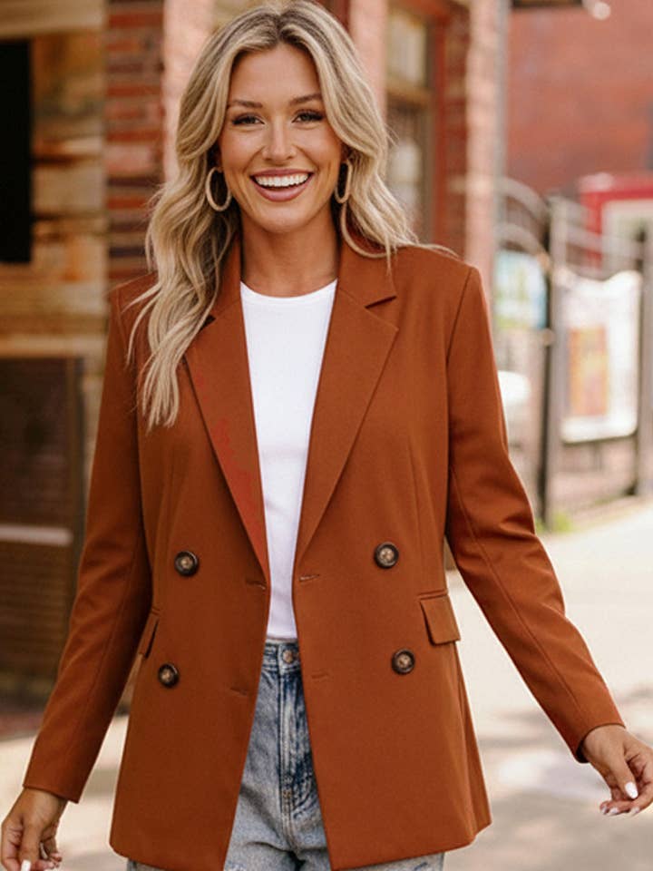 PLUS BLAZER MED DOBBELT KNAP OG LOMMER for engroshandel hos Promenade