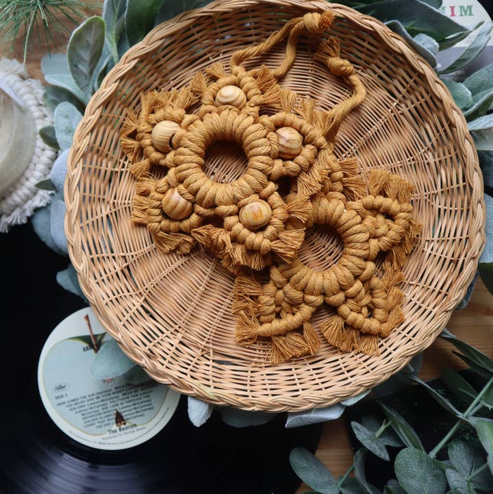 Radically You - Wholesale Ornament - Mustard Boho Macrame Star Ornament4