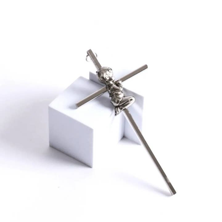 Swanson Christian Products - Wholesale Wall Cross - Wall Cross Baptism Boy Silver 6"