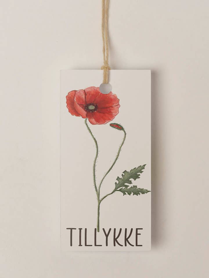 Grattis, Vallmoblomma - Hängtagg för wholesale av Mouse and Pen Illustration ApS