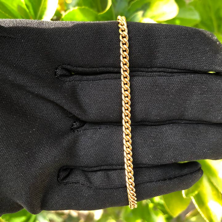 Teva Jewelry - Wholesale Link & Chain Necklace - Real Solid 1/20 14K Gold Cuban Link Chain Necklace Men Women