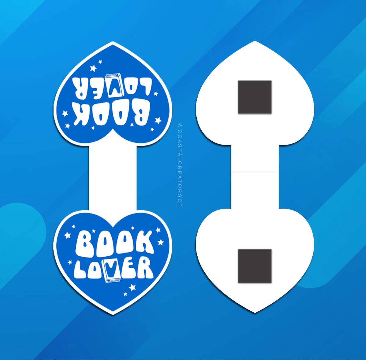 Coastal Creators of Connecticut - Wholesale Bookmark - Book Lover Hearts Blue Magnetic Bookmark (Packaged)3