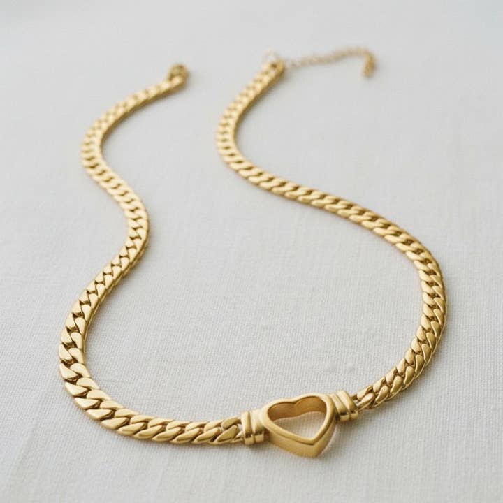 Heart Pendant Cuban Link Necklace for wholesale by paperln