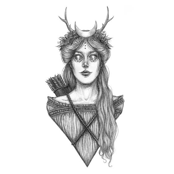 Caitlin McCarthy Art - Wholesale Art Print - Artemis Fine Art Print - Greek Goddess of the Hunt & Moon1