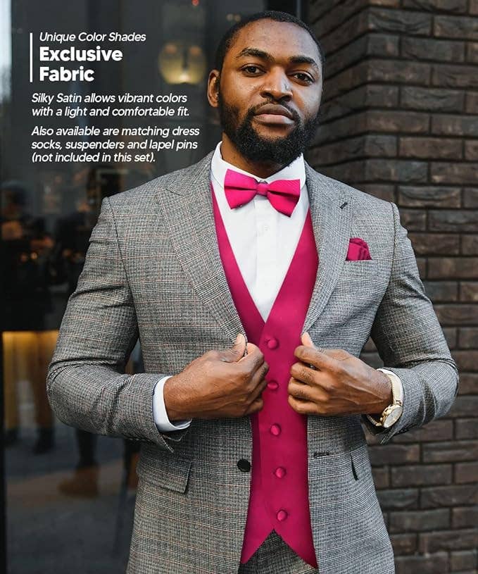 Dubal Brothers - Wholesale Suit Vest - Men's - Vittorio Farina Solid Satin Vest Set (White Back) Var. 01 (Beige-Maize)17