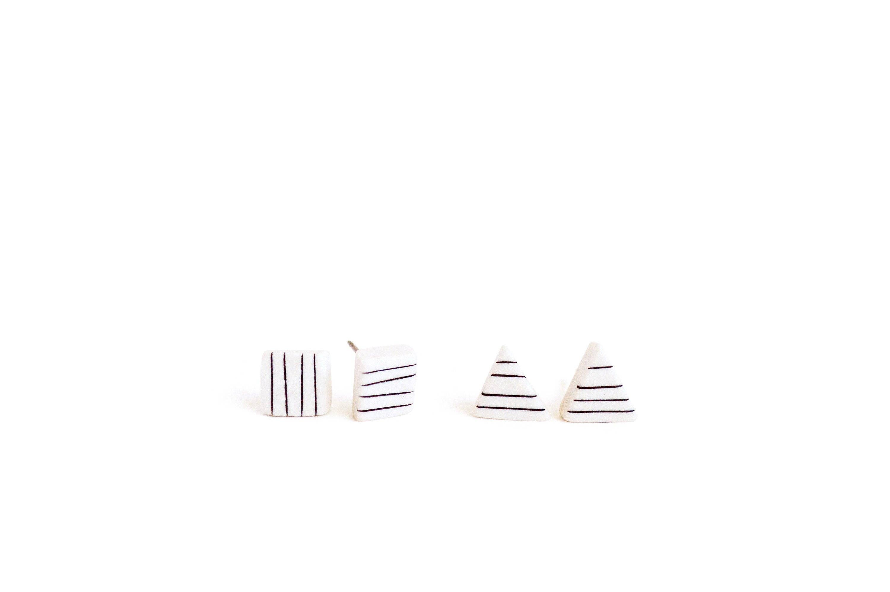 Jenna Vanden Brink Ceramics – Engroshandel Ørestikkere – Pinstripe Firkantede Ørestikker2