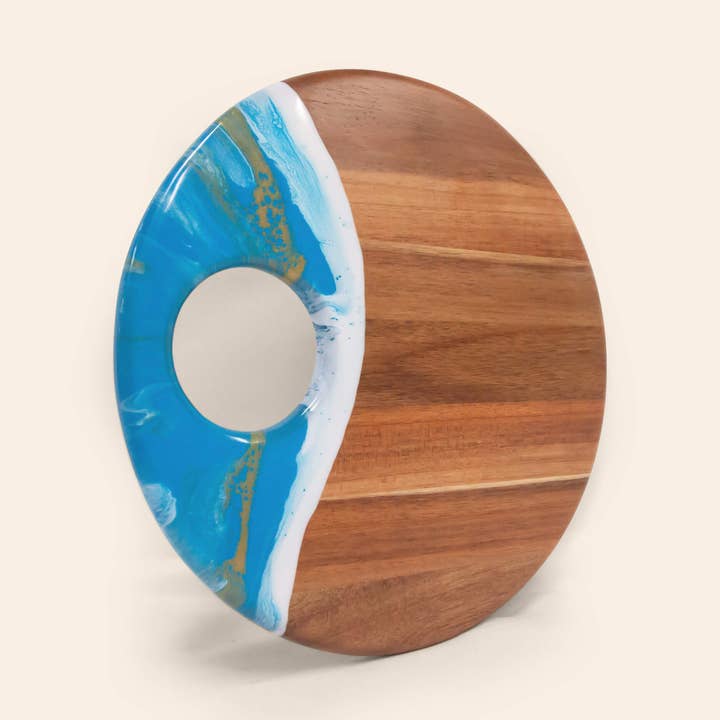 Groot rond acaciabord met diphouder voor wholesale door MESA WELL