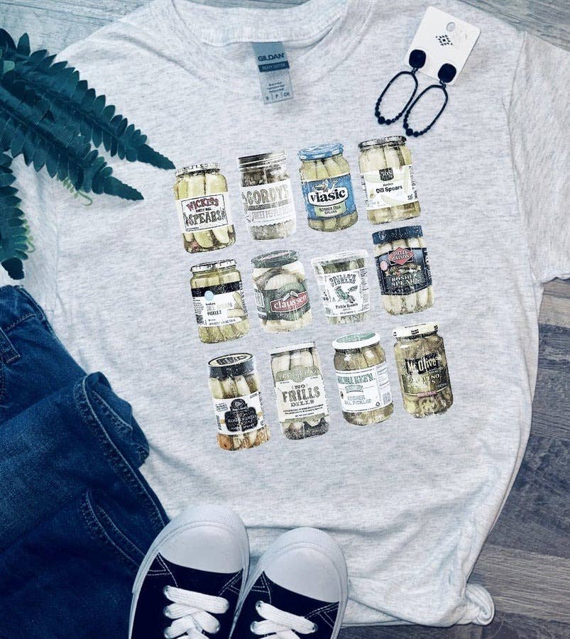 Ash Grey Vintage Canned Pickles (T-Shirt) for wholesale on Faire