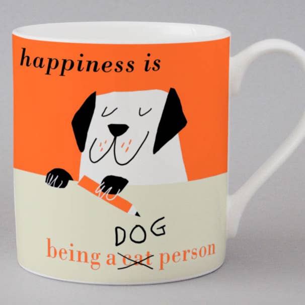 Happiness Dog Pencil Bone China Mug Orange for wholesale by Repeat Repeat