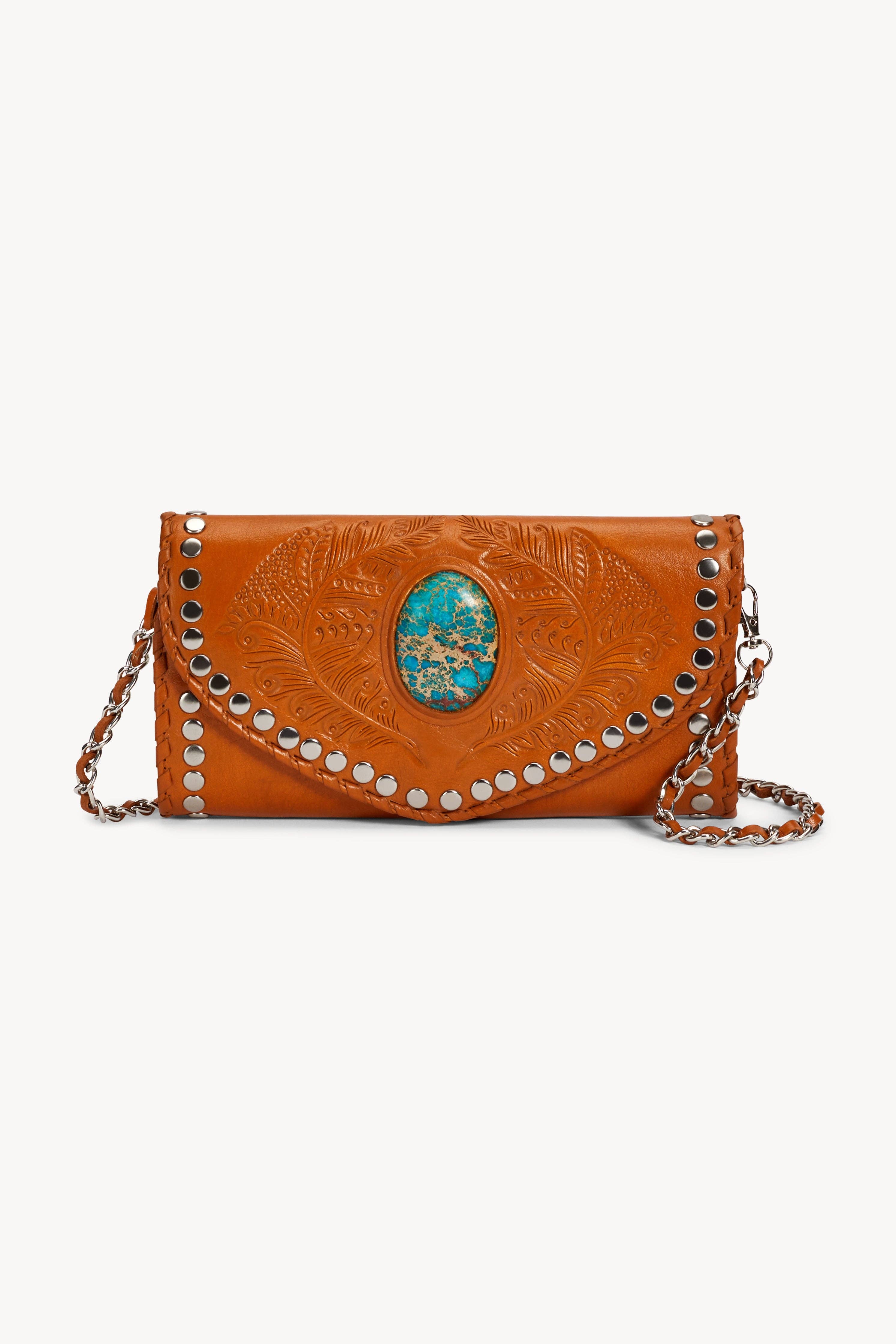 Hiawatha Feather Wallet Antique Tan for wholesale on Faire1