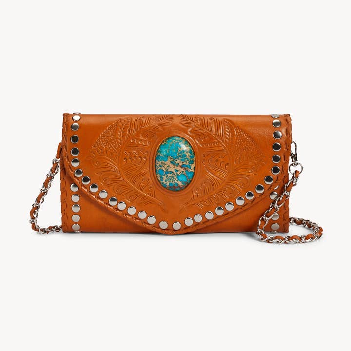 Hiawatha Feather Wallet Antique Tan for wholesale on Faire1