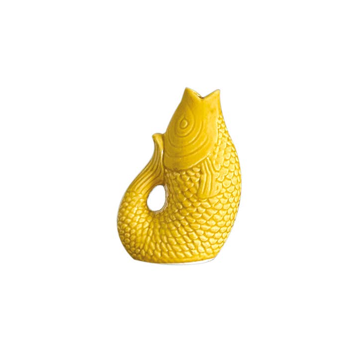 Fish ceramic vase small saffron L8.2 W5 H12cm for wholesale by Opjet Paris