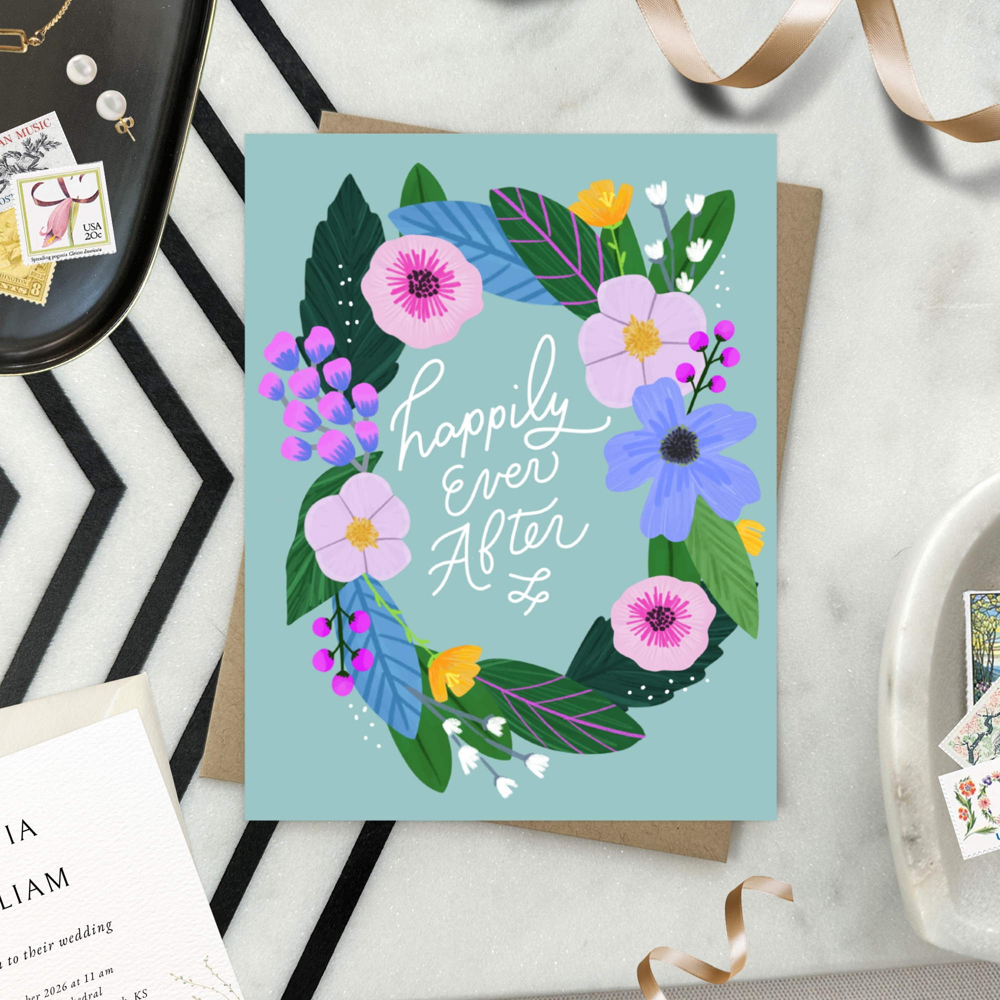 Barone and Co. - Wholesale Trouwkaartje - Blij Tuin Krans Huwelijkskaart1