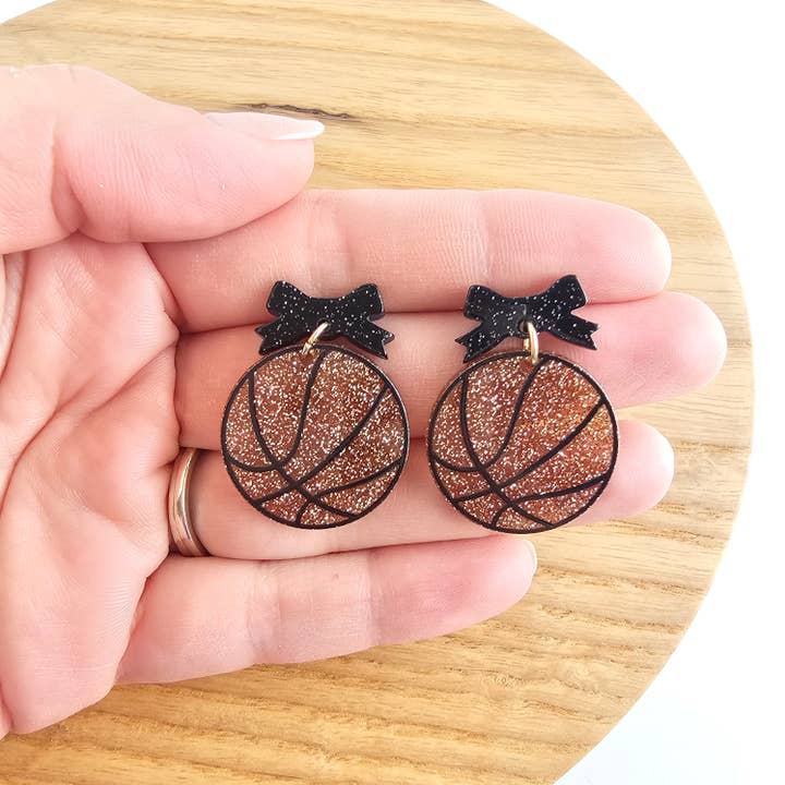 Spiffy & Splendid - Wholesale Dangle Earrings - Bow Basketball Earrings // Jewelry, Earrings, Game Day13