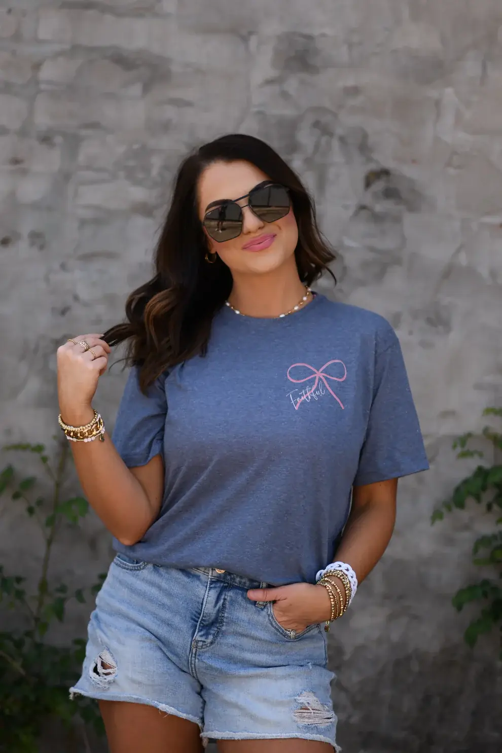 Heather Denim All My Life You Have Been Faithful Tee for wholesale on Faire1