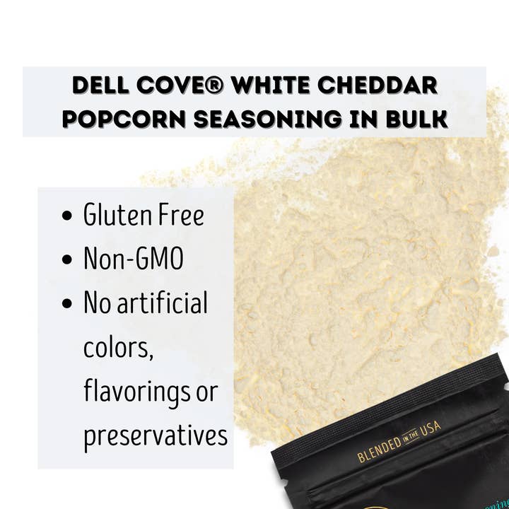 Dell Cove Spices & More Co. – Engroshandel Tørret krydderiblanding – Hvid Cheddar Popcorn Krydderier - Bulk krydderier, Food Service4