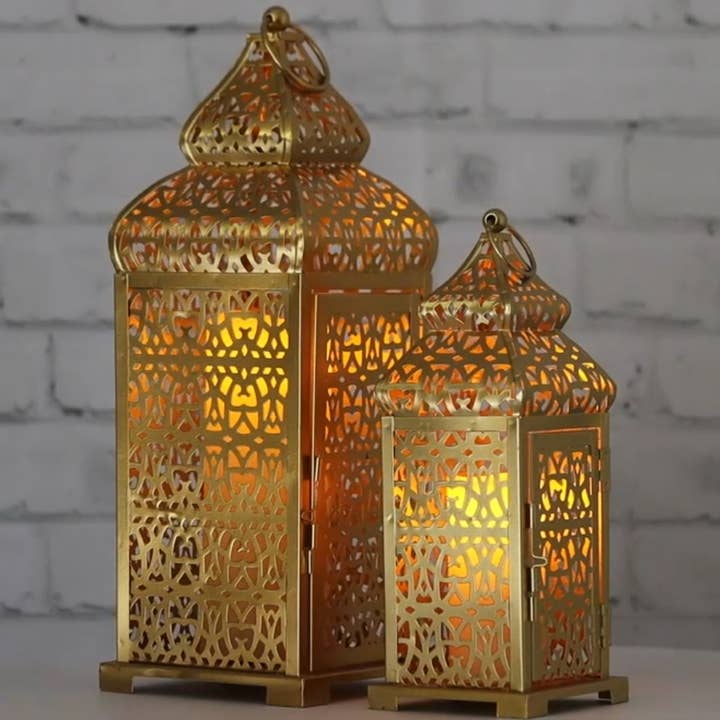 WholesaleMart - Wholesale Lantern - Golden Temple Moroccan Candle Lantern Set