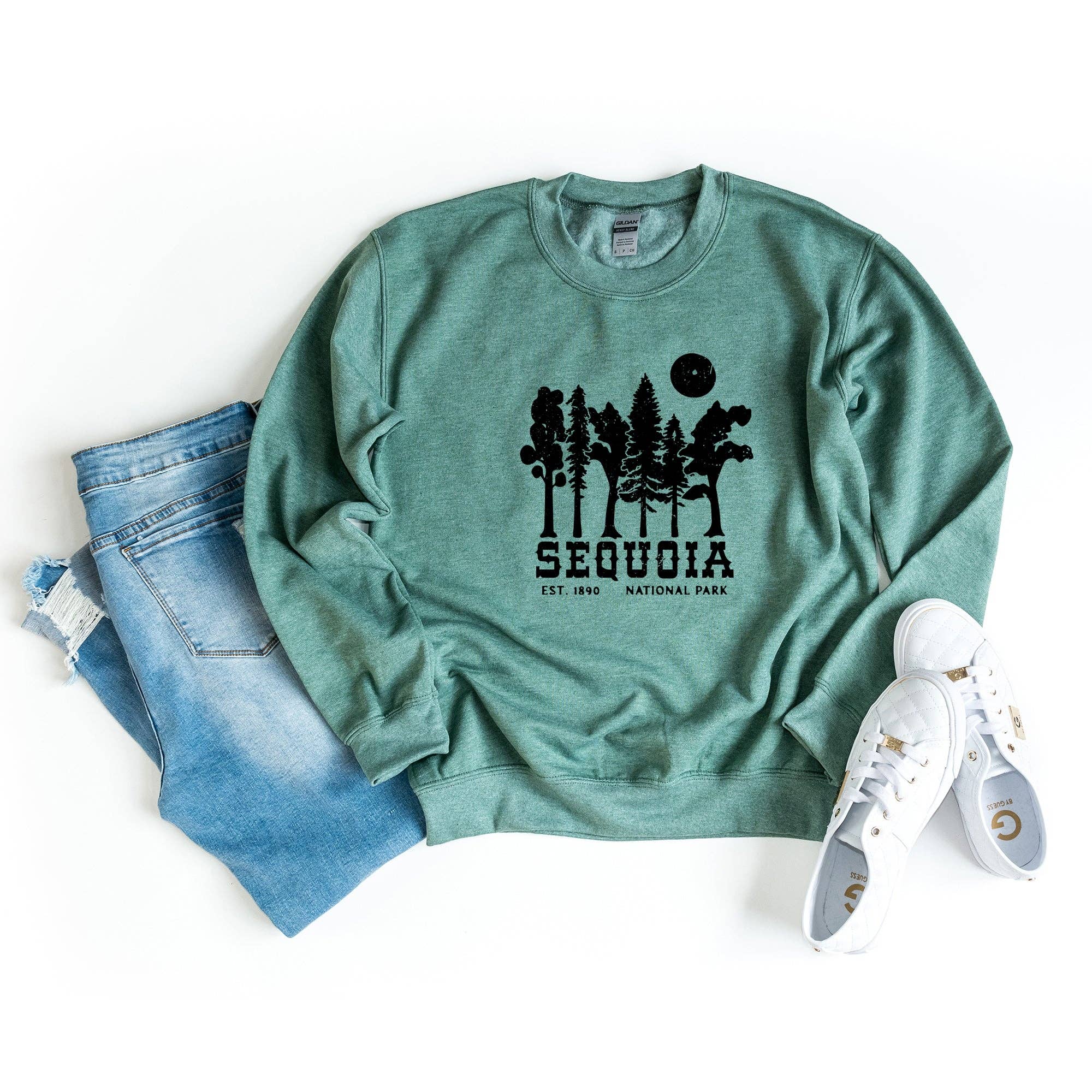 Olive And Ivory Wholesale - Wholesale Graphic Sweatshirt - Women's - Vintage Sequoia National Part | Sweatshirt0