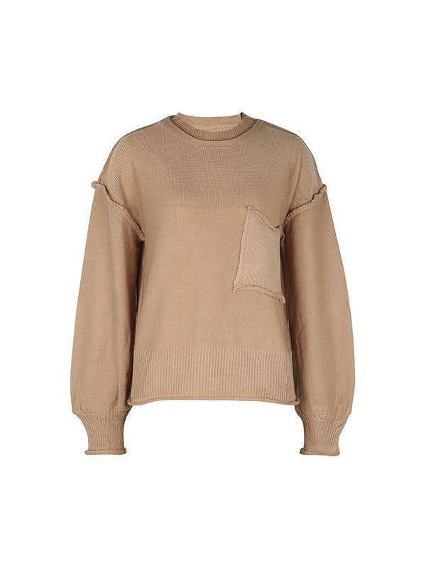 FULL TIME PURCHASE - Wholesale Knit Top - Women's - Loose Long Sleeve with Pocket Casual Knit Top8