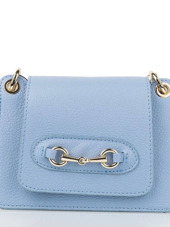 Burano Lavendelblauwe Horsebit leren schoudertas voor wholesale door momo bags